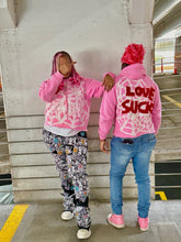 Load image into Gallery viewer, LOVE SUCKS HOODIE- WATERMELON PINK
